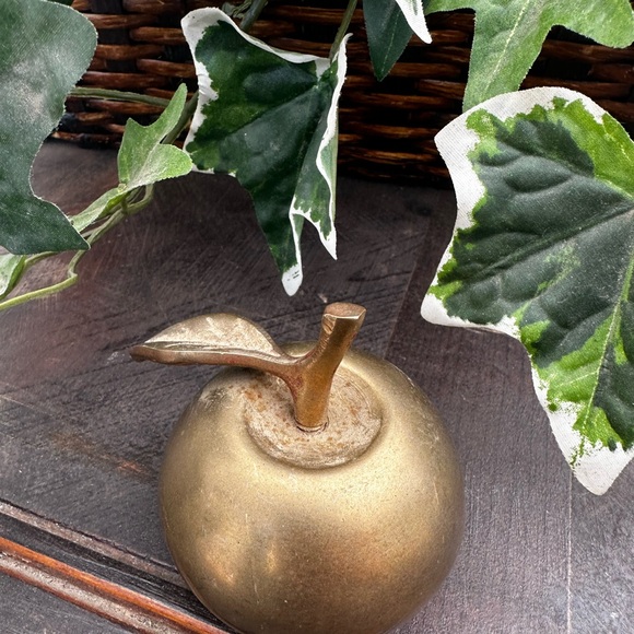 Vintage Solid Brass Apple Bell figurine Teacher Appreciation Gift - Picture 2 of 6